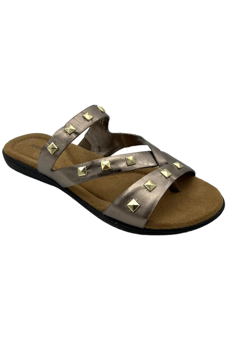 ARRAY Women's Lajolla Slip-On Studded Leather Sandal Bronze - Medium